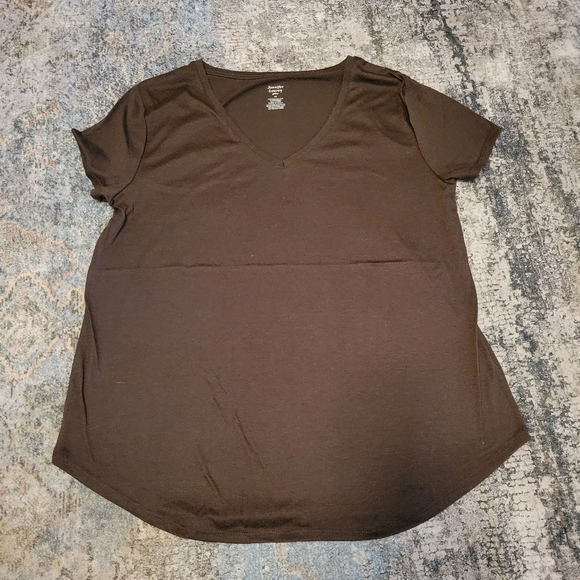 Jennifer Lauren Tops - Jennifer Lauren Size 1X Classic Brown V-Neck Short Sleeve Tee